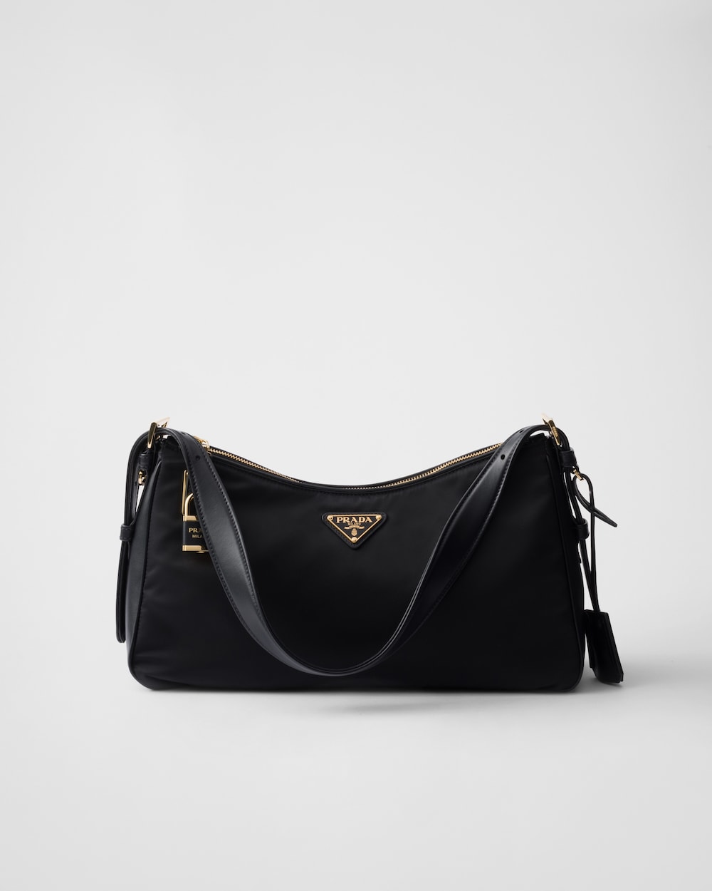 Prada Aimée Large Re-Nylon and Leather Shoulder Bag With Padlock - Image 1